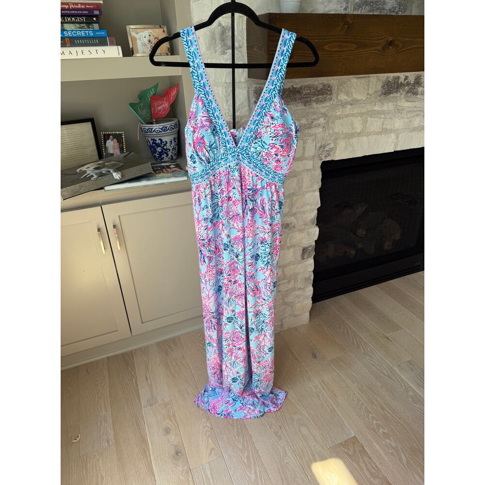 Lilly Pulitzer Women's Celestial Blue Serena V-Neck Maxi Dress Size 6 - Picture 3 of 7